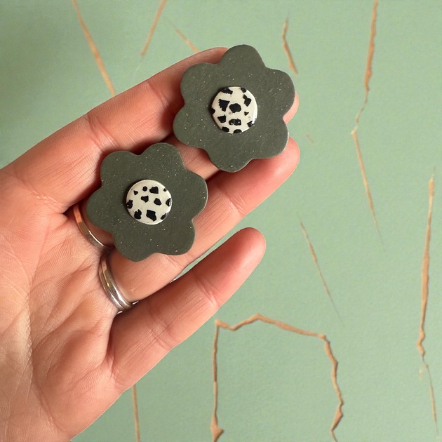 kolczyki z masy plastycznej Kolczyki Kwiatki Pinky