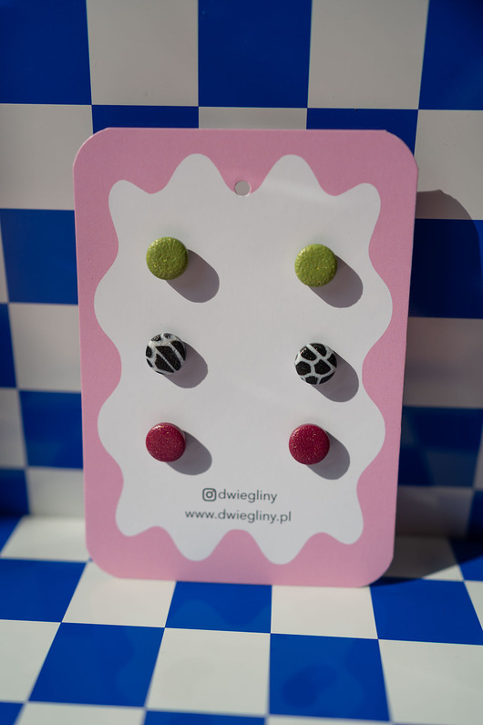 kolczyki z masy plastycznej Zestaw 3 par małych sztyftów