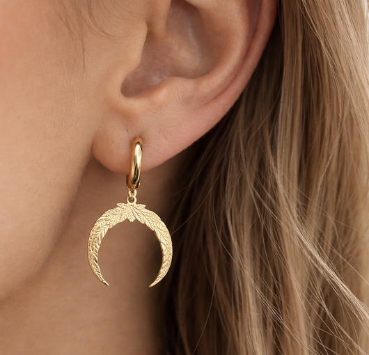 kolczyki pozłacane Kolczyki półksiężyce , złoty róg , księżyc