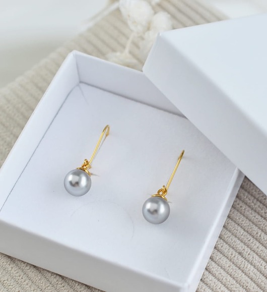 kolczyki swarovski Kolczyki z szarymi perłami