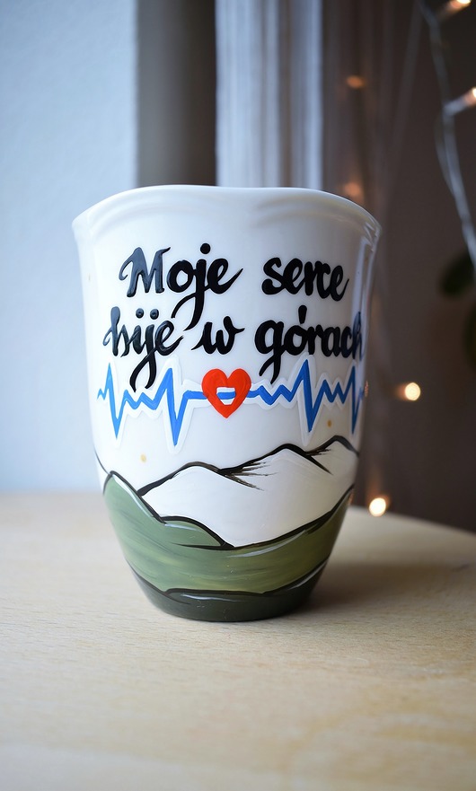 Kubek "Moje serce bije w górach" EKG :) 350 ml Ceramika Ciepliki