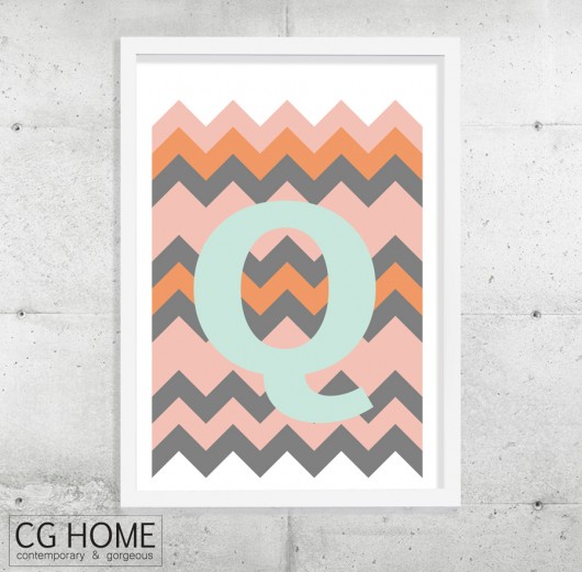 Q plakat 30cm x 40cm GRAFIKA literki TYPOGRAFIA Cghome