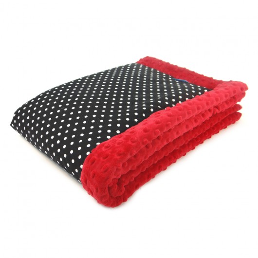 Kocyk niemowlęcy z minky grochy/czerwony GuGa DESIGN