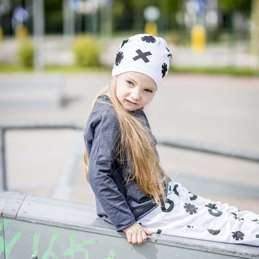 ox BEANIE - white ox  Kółko Krzyżyk