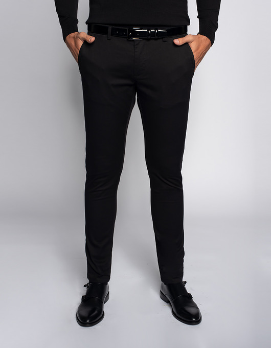 spodnie męskie Spodnie męskie Godo czarne slim fit