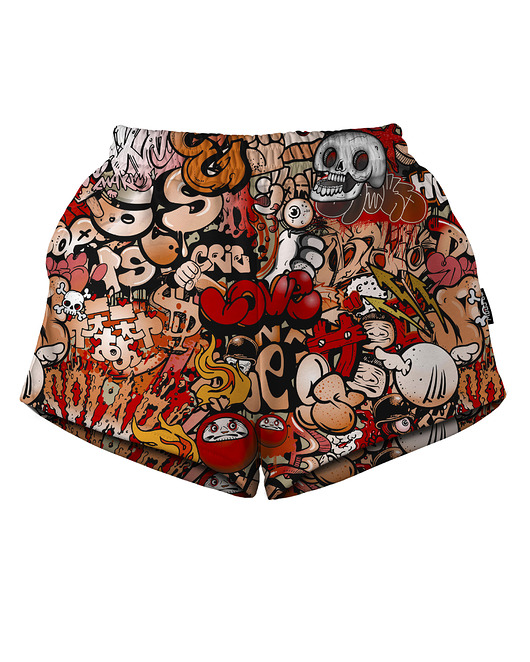 szorty damskie Shorty Spodenki Damskie DR.CROW Graffiti Skull