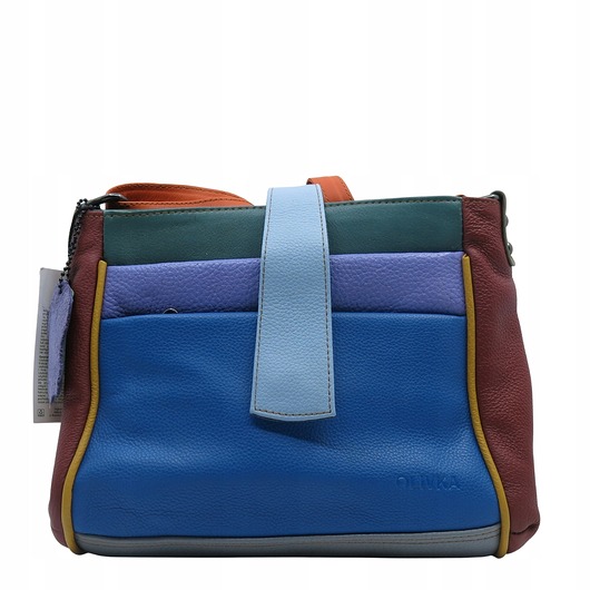 torby na ramię Torebka damska klasyczna skórzana pojemna kieszenie kolorowa pasek OLIVKA