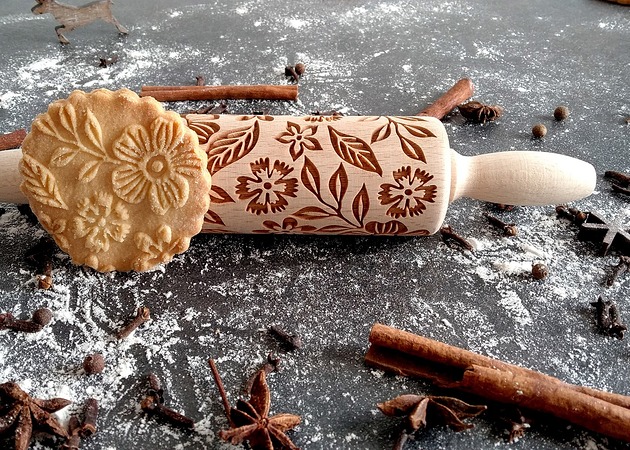 FLO MIM - wałek grawerowany mały Rolling Pin Collection