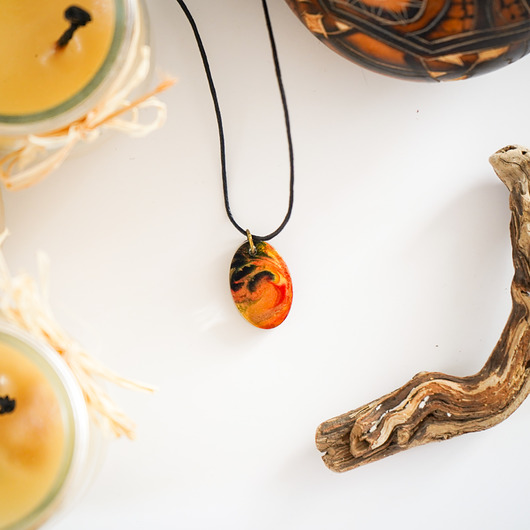 wisiory Owalny, kolorowy, artystyczny, dwustronny wisiorek abstrakcyjny handmade