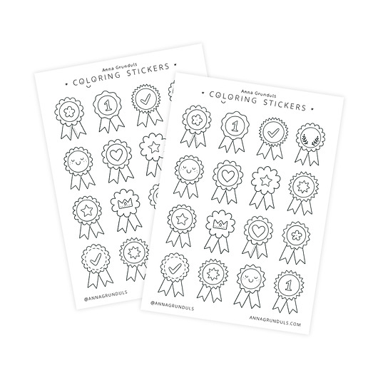 naklejki dla dzieci Naklejki do Kolorowania Odznaki Medale Nagrody 1 Arkusz