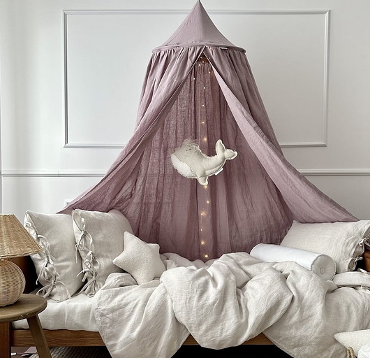 namioty i tipi dla dzieci Baldachim Lniany Premium Ciemny róż Mauve
