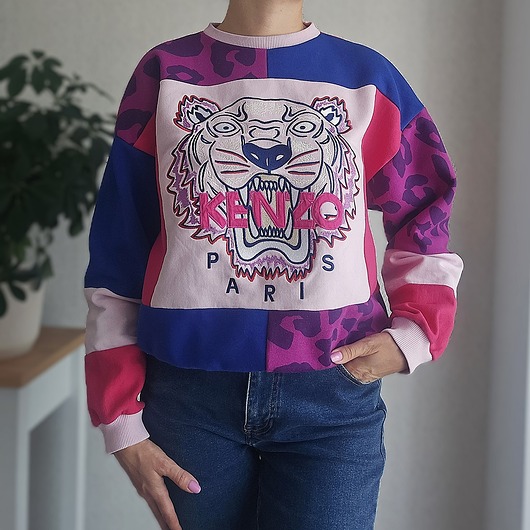 bluza bez kaptura damska Bluza patchwork - Pink Tiger - One of a kind - oversize
