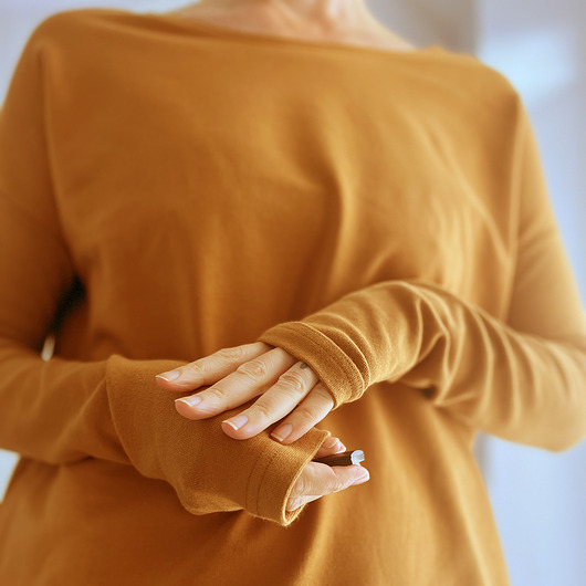 bluza bez kaptura damska Gruby Wąski rękaw Orzech