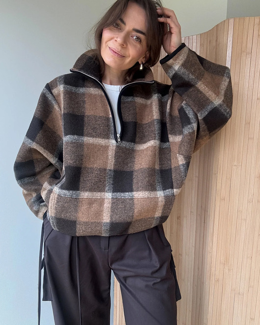 bluza bez kaptura damska Wełniana bluza Patchouli zamek krata Poprzedni Następny
