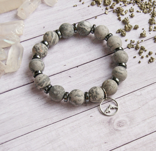 bransoletki z kamieni naturalnych Dla miłośniczki gór : jaspis, stal