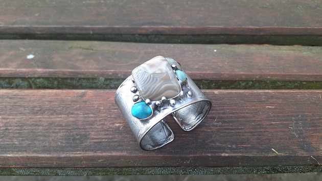 bransoletki wire wrapping Krzemień i inne  - bransoletka regulowana