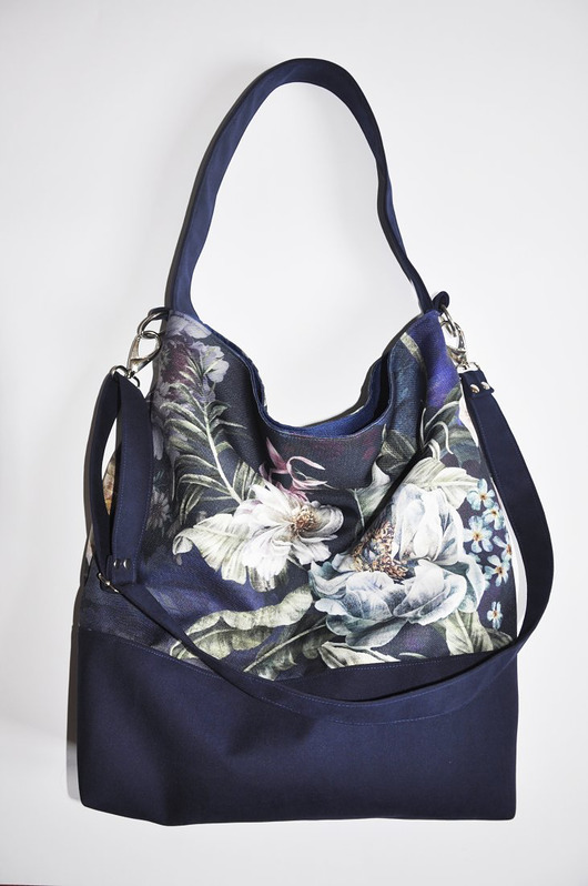 Torba  hobo XXL - print, róże PRACOWNIA 166