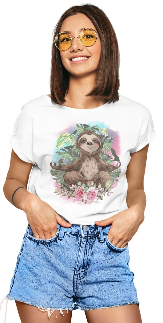 t-shirt damskie Koszulka Yoga leniwiec joga