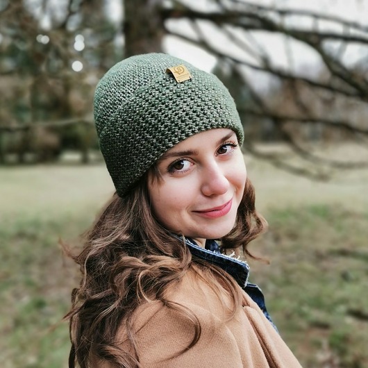czapki damskie Przejściowa czapka  bawełna merino COSY oliwkowa