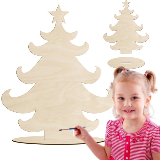 dekoracje świąteczne Drewniana Choinka na Podstawce do Malowania Figurka Dekoracja Świąteczna