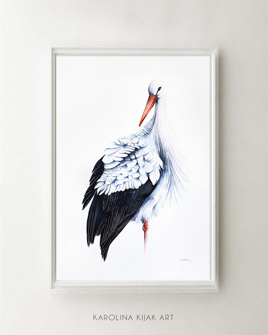 Bocian Biały - plakat, reprodukcja 50x70 Karolina Kijak