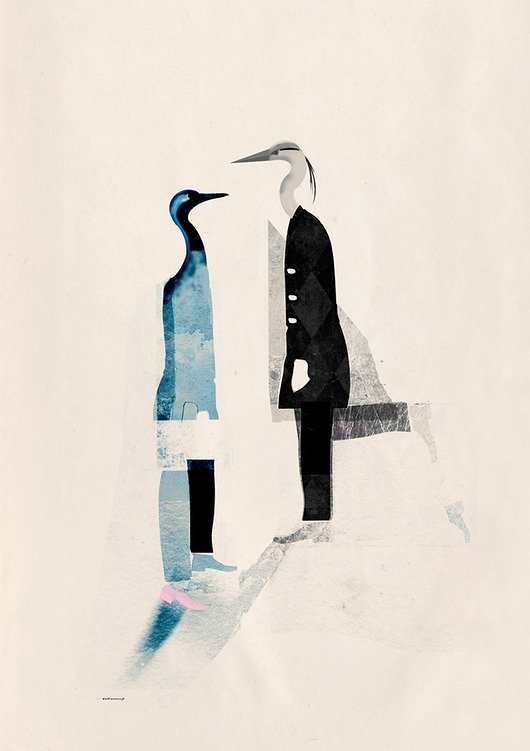 grafiki i ilustracje Żuraw i czapla