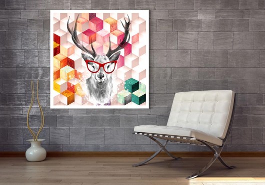 OBRAZ NA PŁÓTNIE - JELEŃ DEER- 60x60cm NOWdeco
