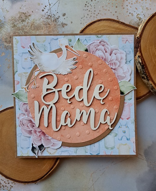 kartki scrapbooking Kartka z napisem "Będę mamą"