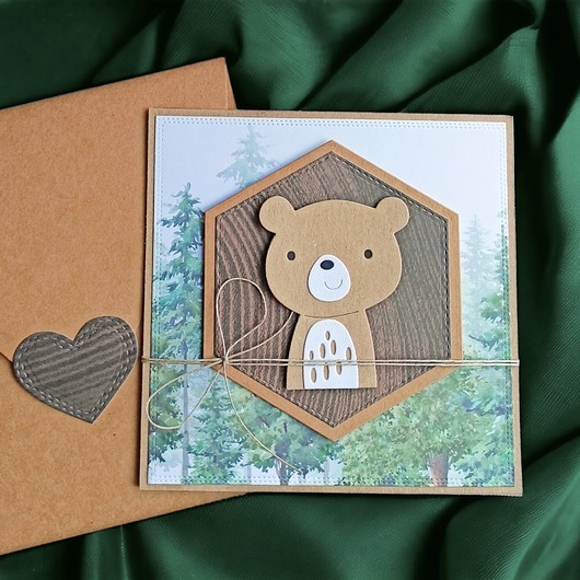 kartki scrapbooking MIŚ leśny : kartka handmade na urodziny, roczek