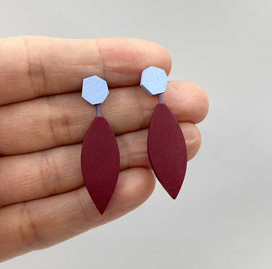 kolczyki drewniane Kolczyki z rzemieniem