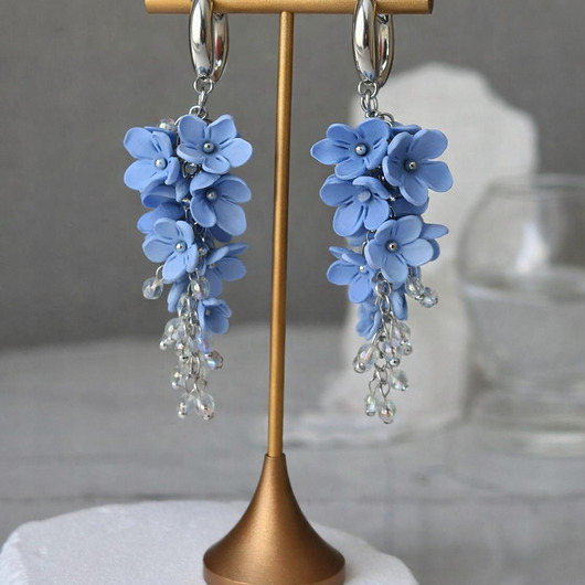 kolczyki z masy plastycznej Kolczyki Niezapominajka