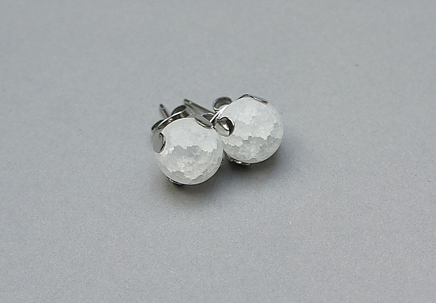 kolczyki z kamieniami Dots - kwarc white /alloys collection/ - sztyfty