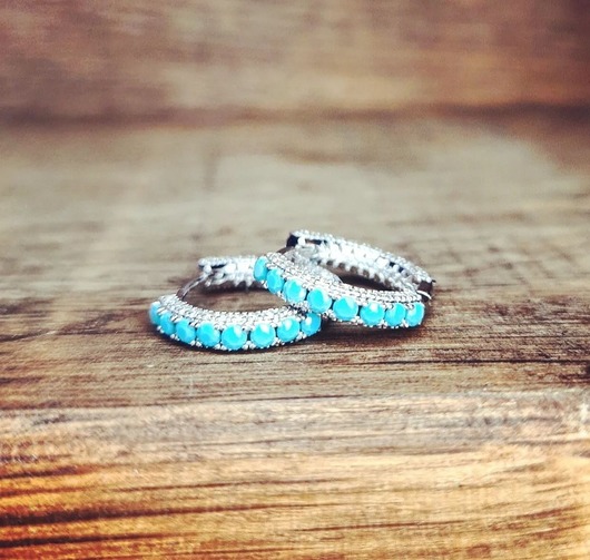 kolczyki srebrne Kolczyki srebrne koła eleganckie z turkusikami