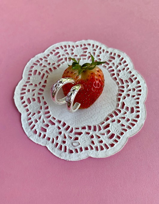kolczyki srebrne OSTATNIE SZTUKI- Truskawka Fragole- kolczyki srebrne- Strawberries & Che...