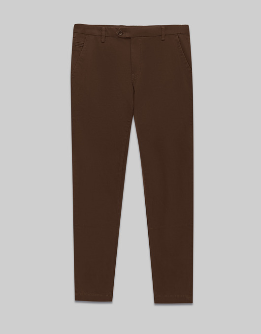 spodnie męskie Męskie spodnie sagliano brąz slim fit