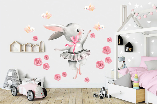 Naklejki na ścianę Królik Balerina Magnetyczne Studio