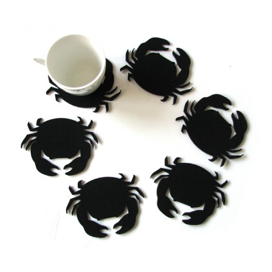 Filcowe Kraby pod kubki czarne, 6szt home variety