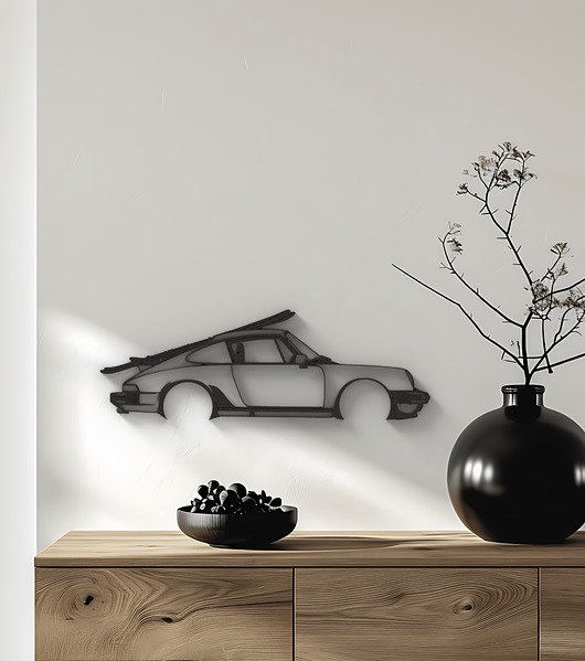 Ozdoby na ścianę Porshe 911 z nartami - samochód - dekoracja na ścianę