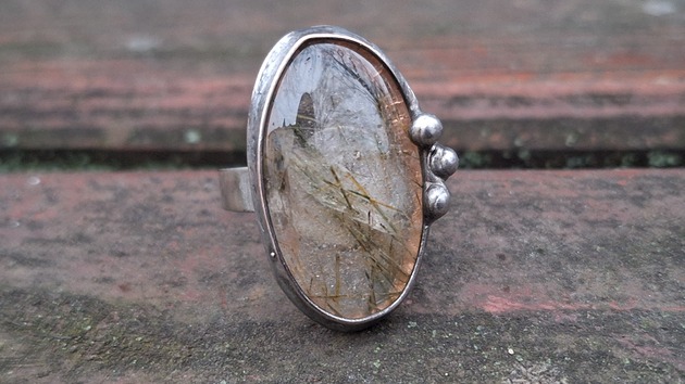 pierścionki - różne Kwarc rutylowy - pierścionek regulowany