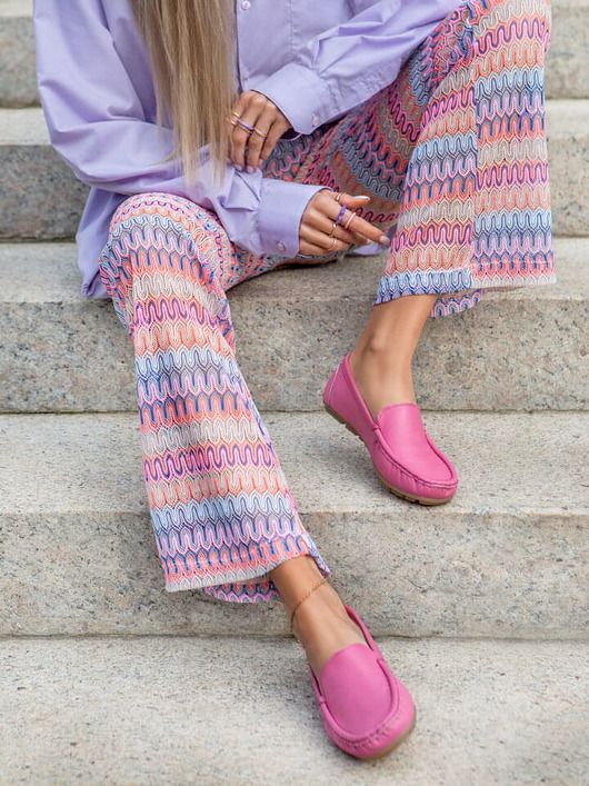 półbuty damskie Skórzane mokasyny Zapato model 001 różowy lico