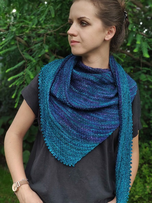 REZERWACJA! ciemna woda / chusta - szal agat handmade