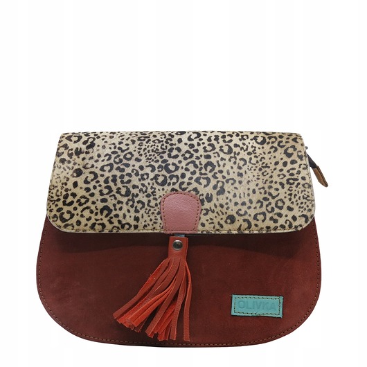 torby na ramię Torebka damska klasyczna na ramię skórzana zamszowa klapka wzór eko OLIVKA