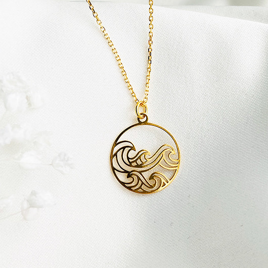 złote naszyjniki Naszyjnik morska fala, złote fale surfing