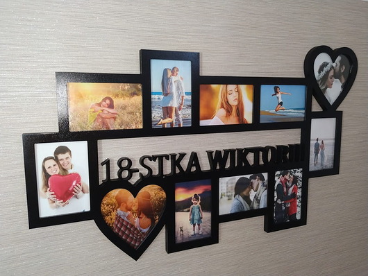 ramki na zdjęcia Multirama ramka na zdjęcia 18-stka imię mdf 11 zdj serca