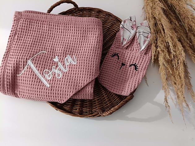 przewijaki i ręczniki dla dzieci Personalizowany ręcznik  100 x 100 cm + myjka (kolory)