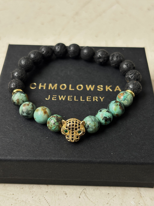 biżuteria męska Bransoletka męska Turkus Afrykański Tygrys