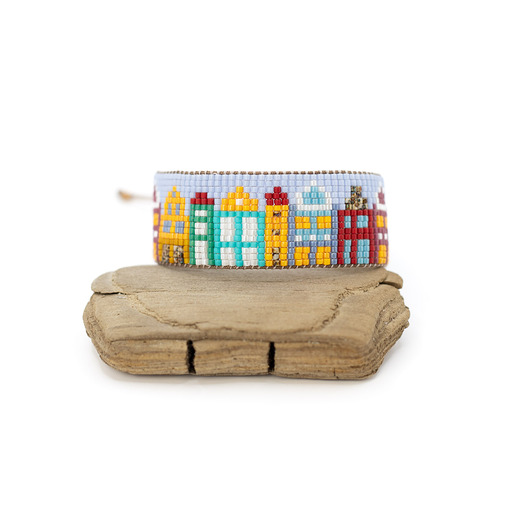 bransoletki ze szkła Bransoletka tkana z koralików - kamieniczki za dnia