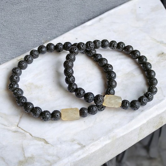 bransoletki z kamieni naturalnych Komplet dla pary :  CYTRYN & LAWA : na gumce