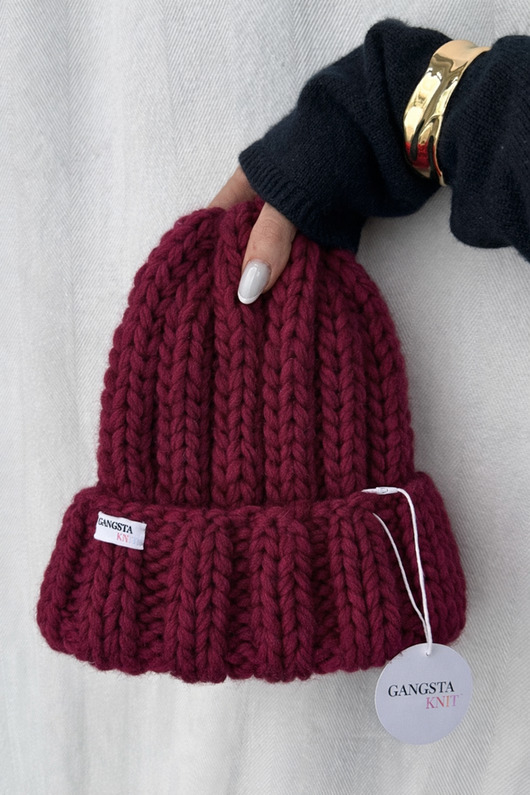 czapki damskie Gruba wełniana czapka beanie 100% wełna handmade