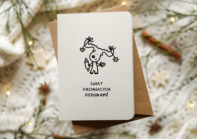kartki okolicznościowe - wydruki Świąteczna kartka z reniferem, Świąt pachnących piernikami